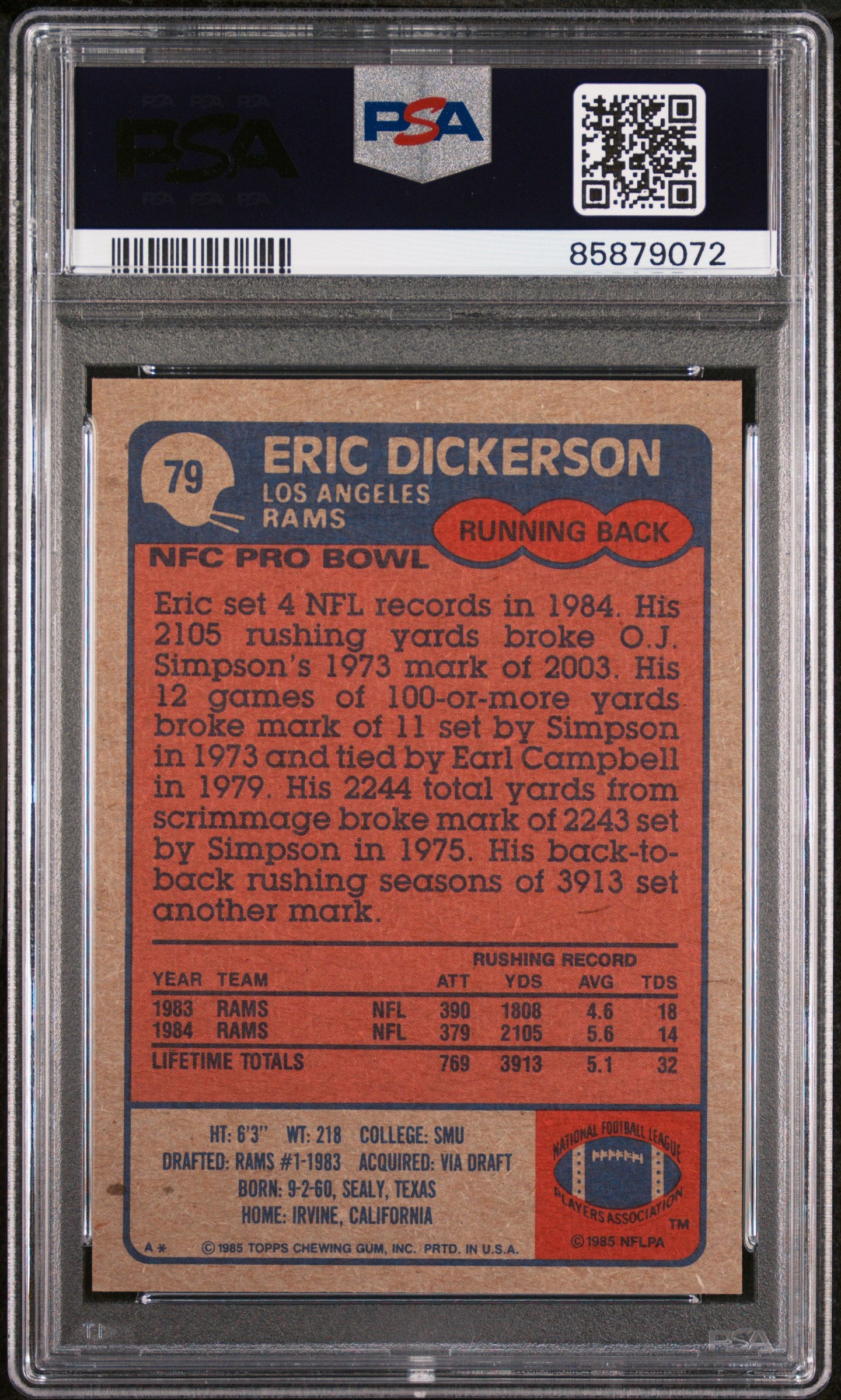 1985 Topps Eric Dickerson #79 PSA 7
