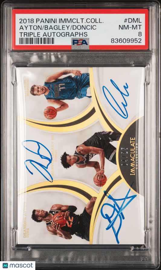 2018 Panini Immaculate Collection Triple Autographs Bagley #DML PSA 8