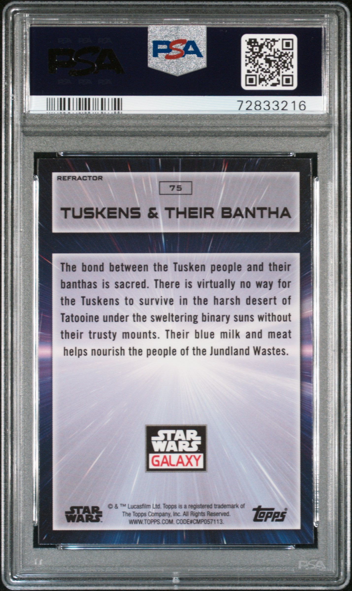 2022 Topps Chrome Star Wars Galaxy 75 Tuskens & Their Bantha Refractor Psa 9