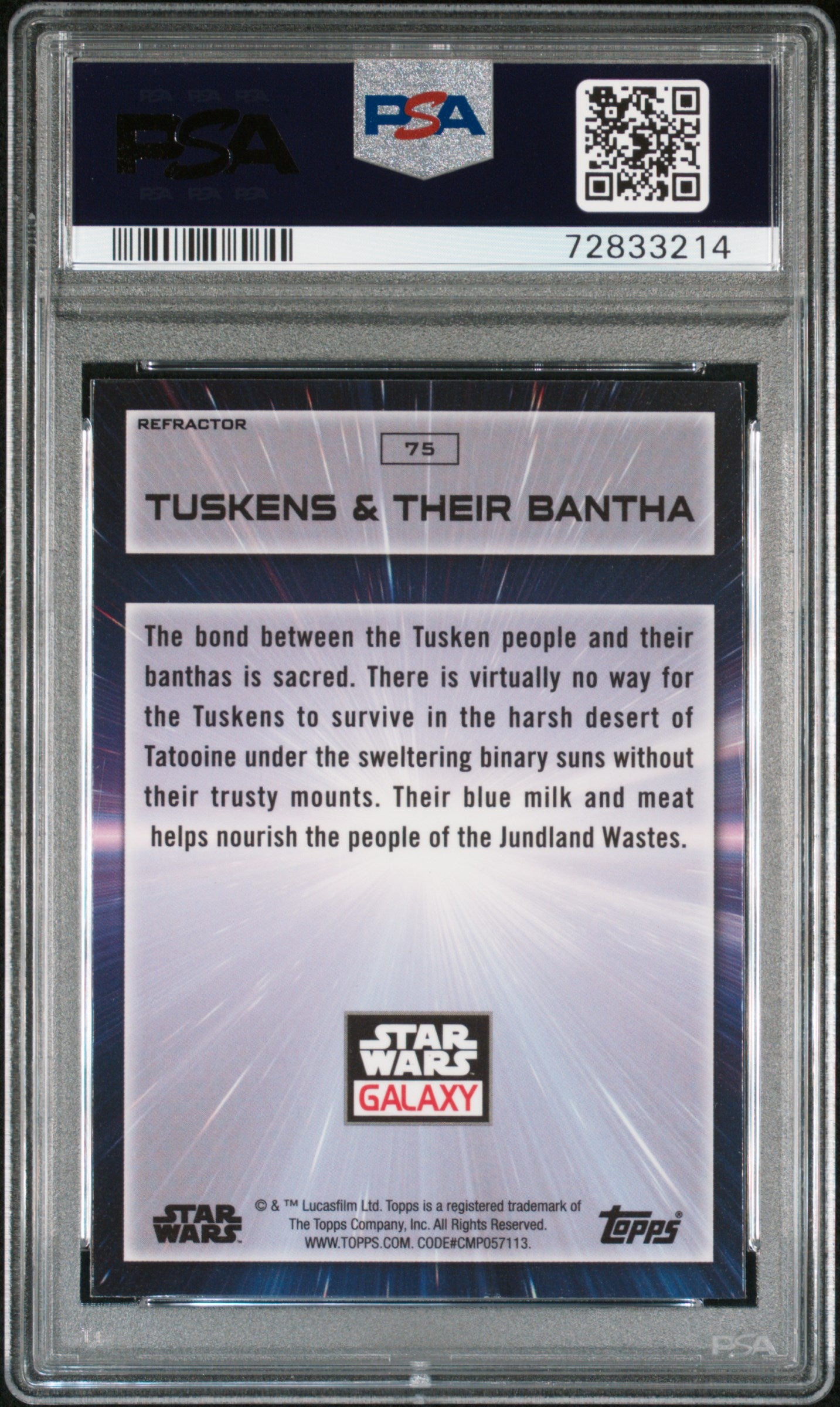 2022 Topps Chrome Star Wars Galaxy 75 Tuskens & Their Bantha Refractor Psa 9