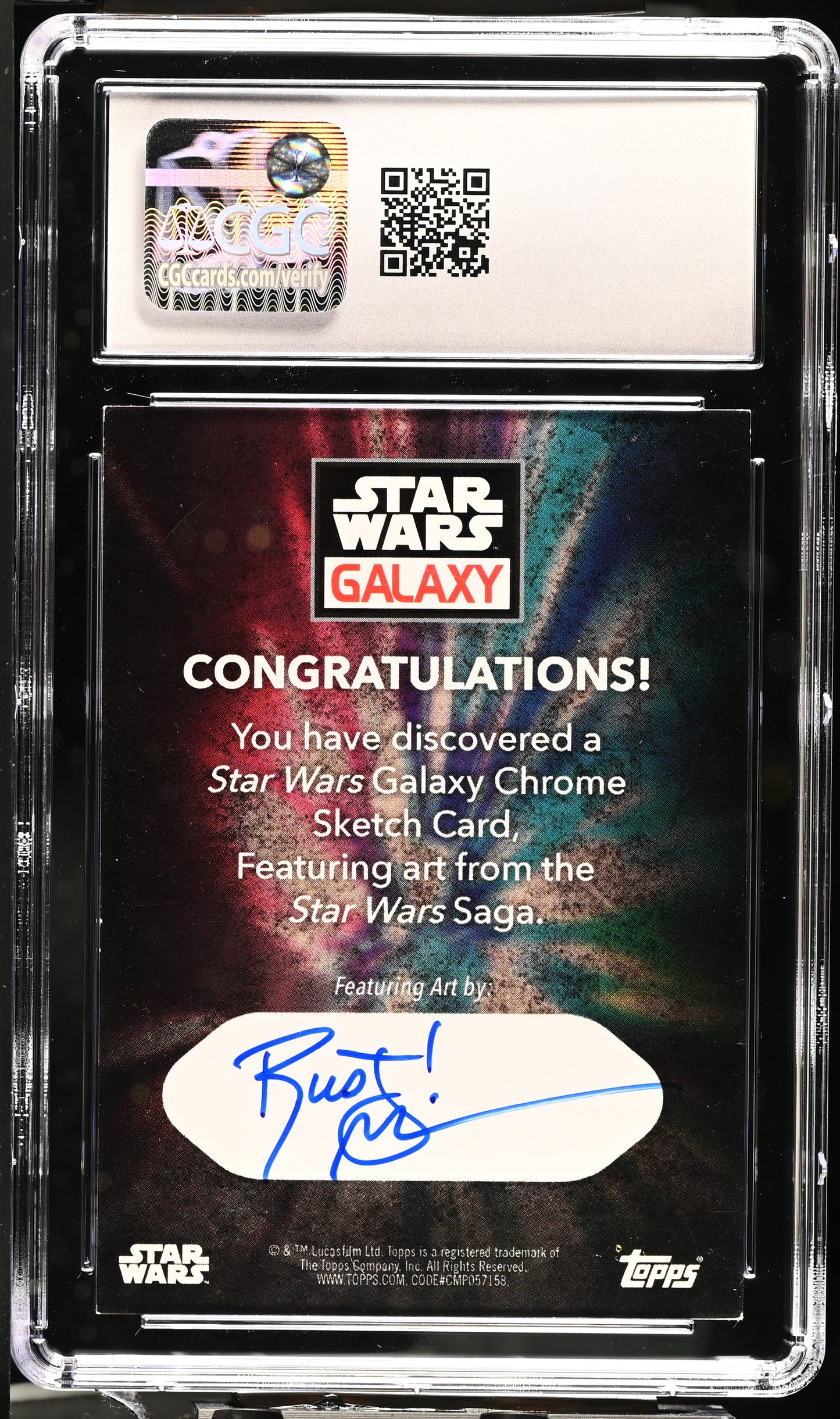 2022 Topps Chrome Star Wars Galaxy Artist Sketch Card Mortis Son - Rusty Gilligan Cgc 8.5