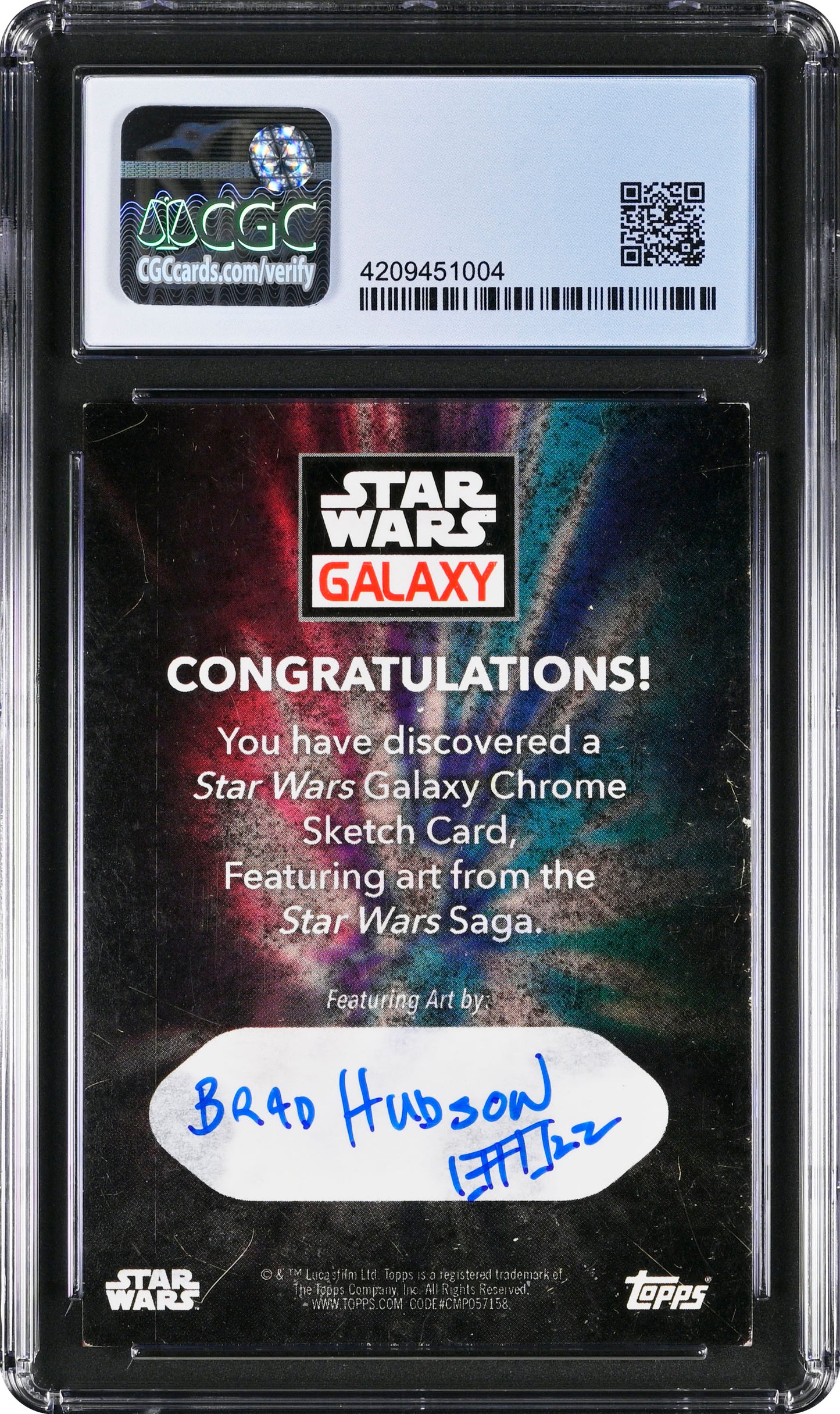 2022 Topps Chrome Star Wars Galaxy Artist Sketch Card Garazeb Orrelios - Brad Hudson Cgc 7.5