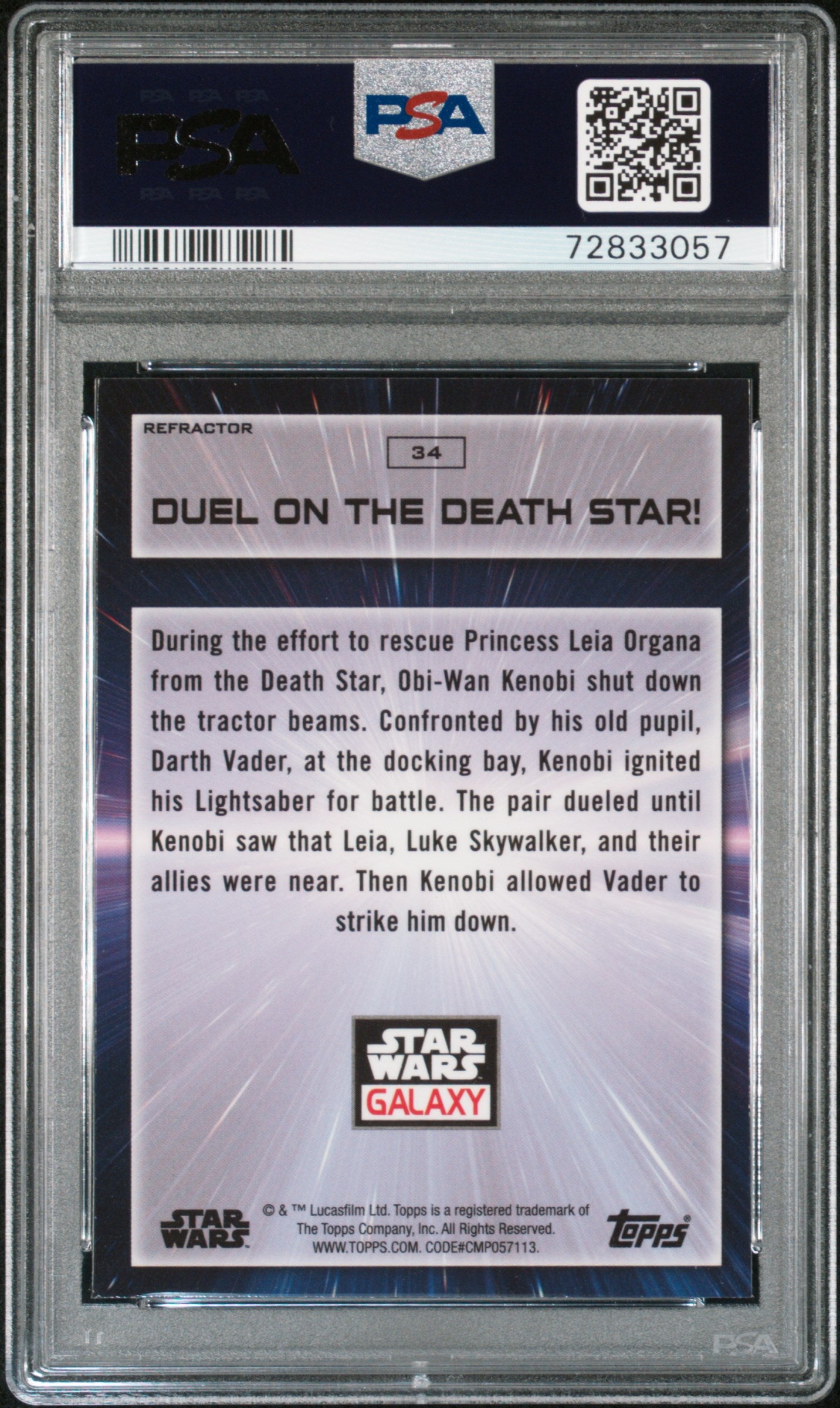 2022 Topps Chrome Star Wars Galaxy 34 Duel On The Death Star! Refractor Psa 9