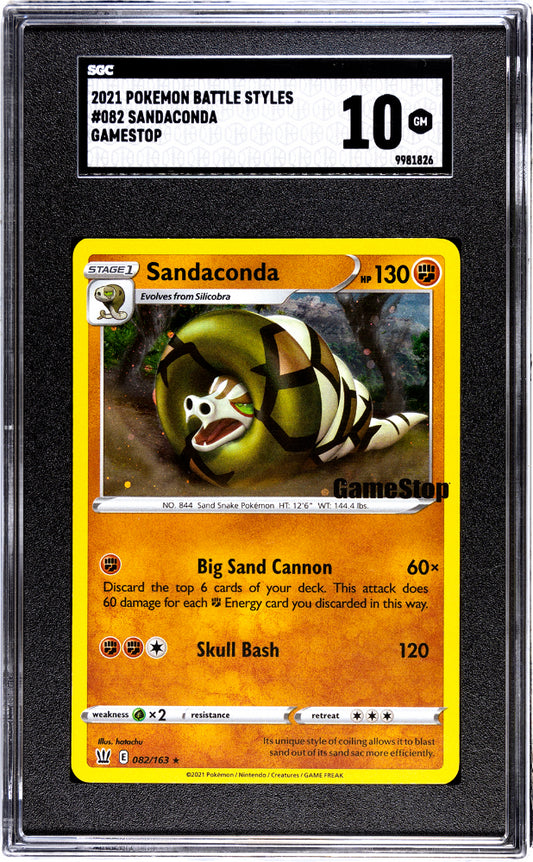 2021 Pokemon Promo Sandaconda Cosmo Holo Gamestop 82/163 Sgc 10