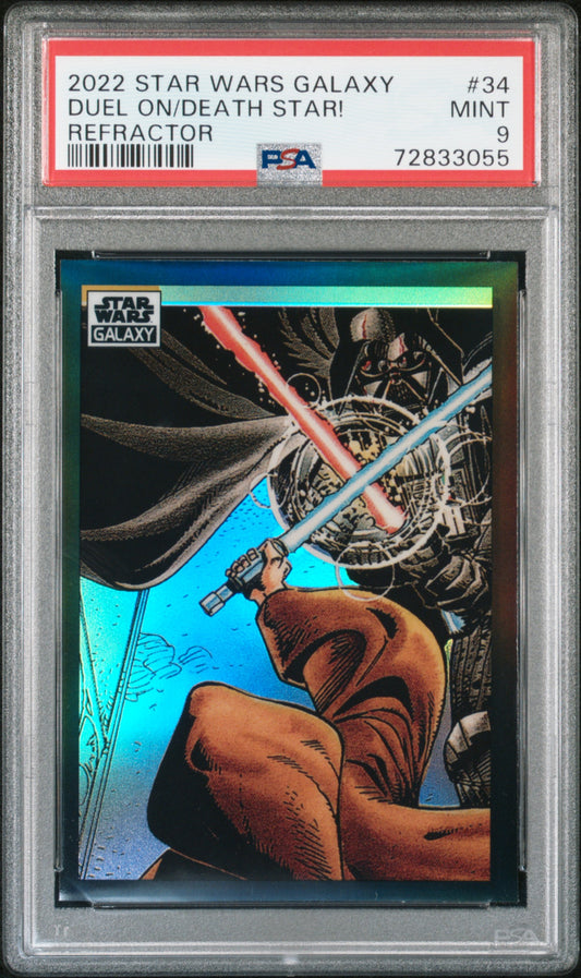 2022 Topps Chrome Star Wars Galaxy 34 Duel On The Death Star! Refractor Psa 9