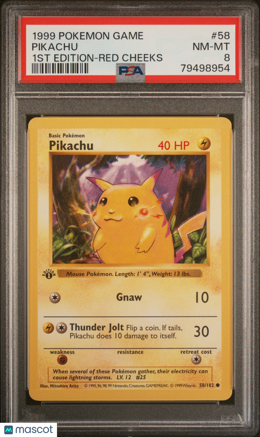 1999 PokéMon TCG Pikachu #58 PSA 8