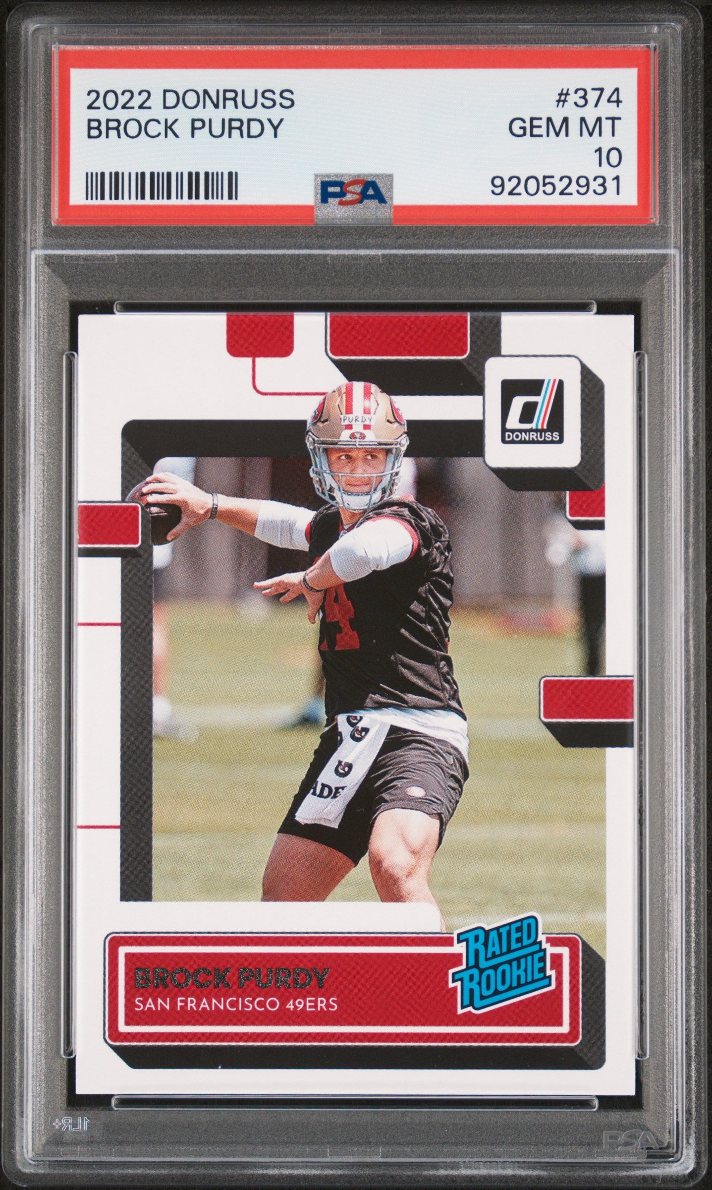 2022 Panini Donruss Brock Purdy 374 PSA 10 CardsHQ