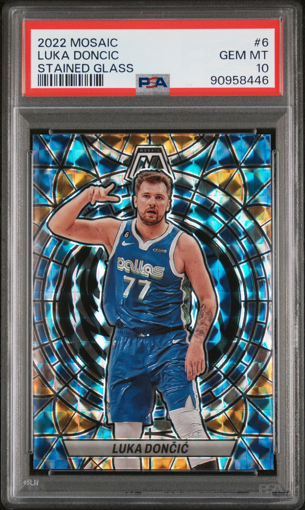2022 Panini Mosaic Stained Glass Luka Doncic 6 PSA 10 CardsHQ