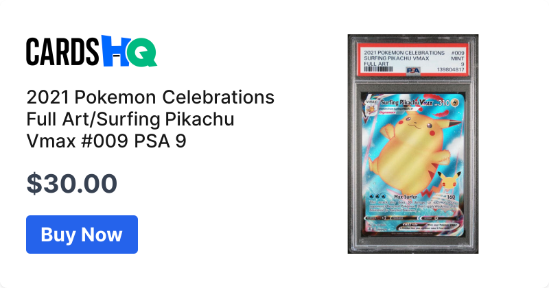 2021 Pokemon Celebrations Full Art/Surfing Pikachu Vmax #009 PSA 9