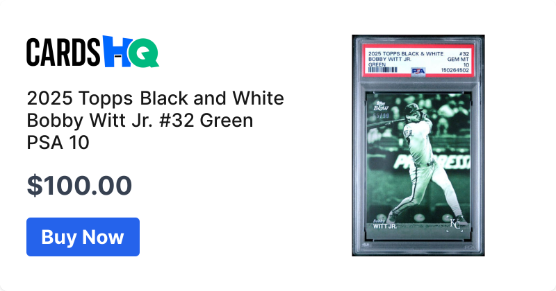 2025 Topps Black and White Bobby Witt Jr. #32 Green PSA 10
