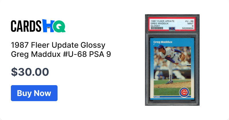1987 Fleer Update Glossy Greg Maddux #U-68 PSA 9 | CardsHQ - Shop