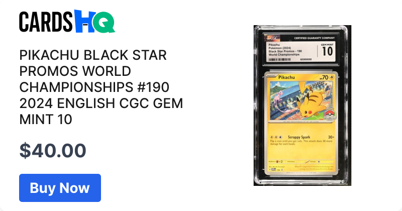 2024 ポケモンカード ピカチュウ #190 Gem Mint 10 PIKACHU BLACK STAR PROMOS WORLD CHAMPIONSHIPS #190 2024 ENGLISH